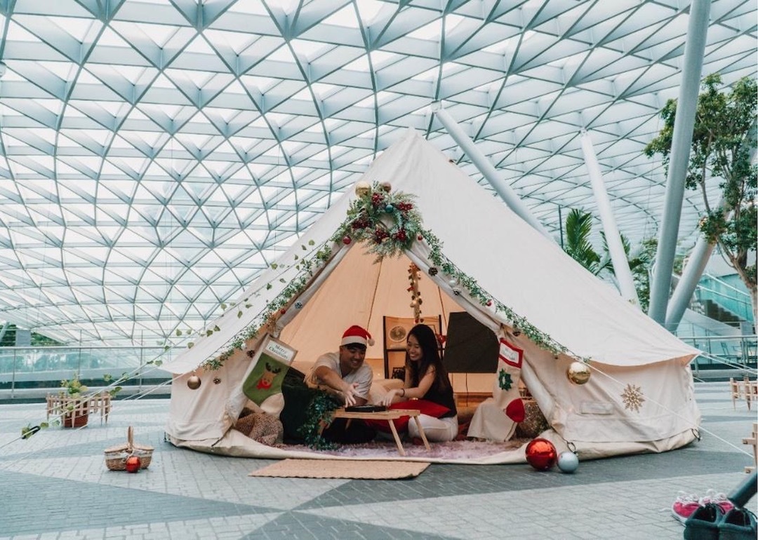 glamping party in changi airport, singapore